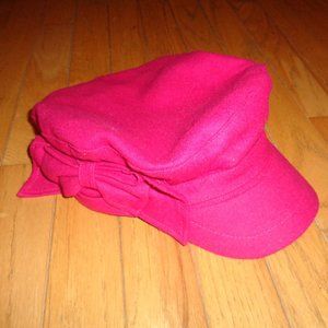 August Hat Company Wool Blend Newsboy Cap Women's Pink Bow Elastic --